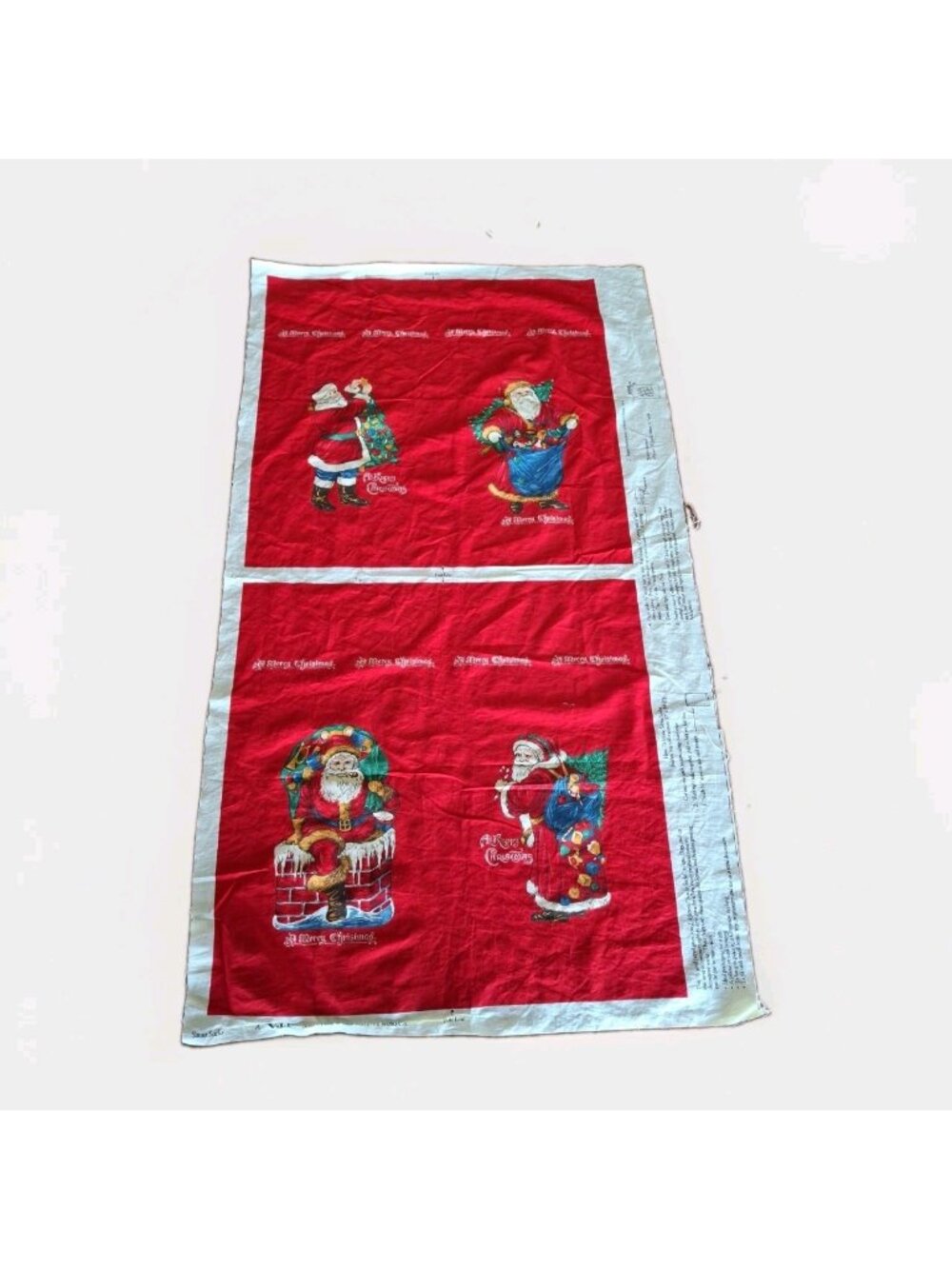 VTG Cut & Sew Fabric Panels Santa Sacks Makes (2) 10" x 19" Sacks VIP Cranston